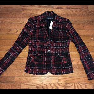 NWT NY&C Black, Red, White Plaid Blazer Size 0